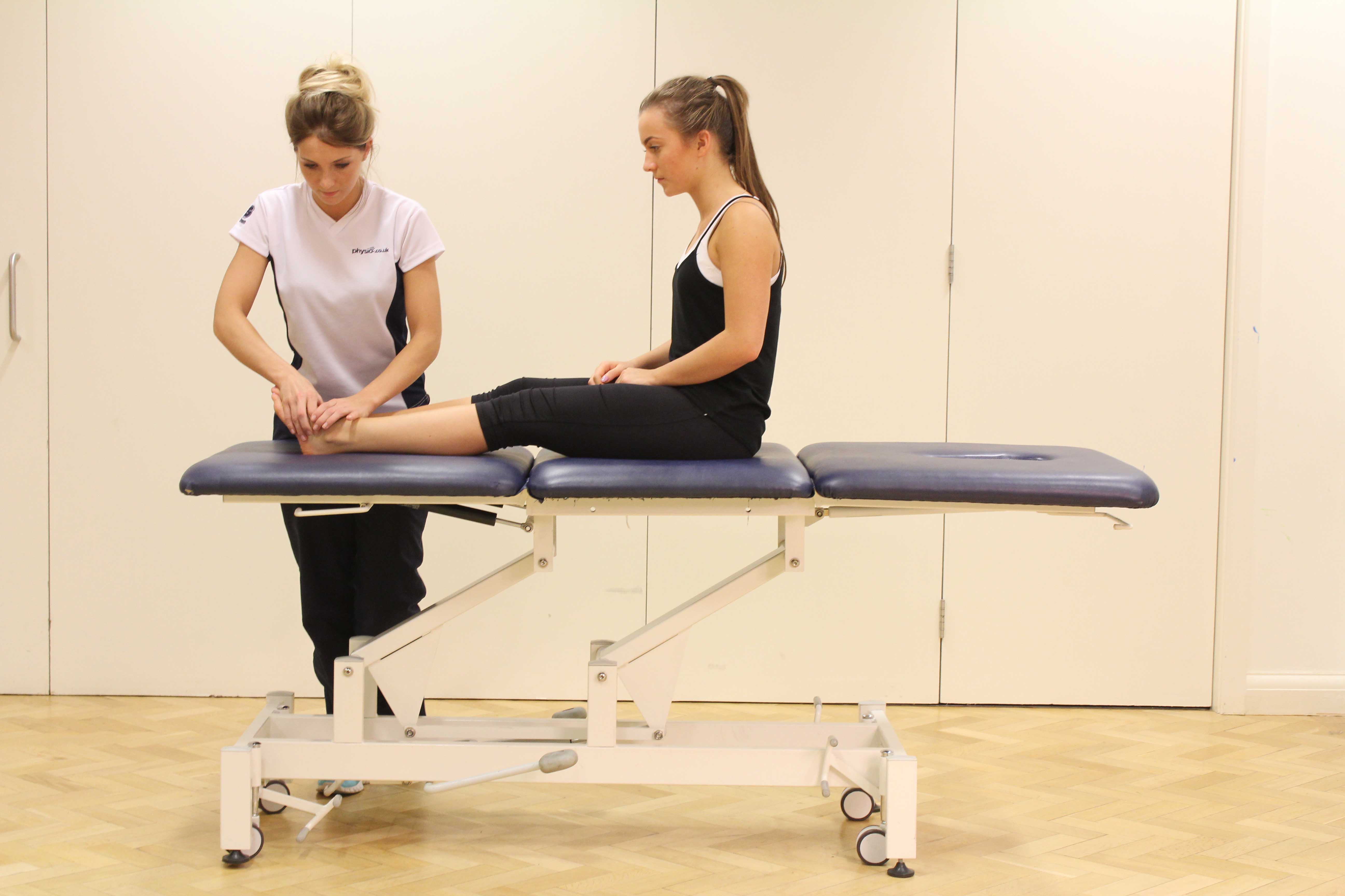 Mobilisations and stretches applied to the connective tissues in the ankle
