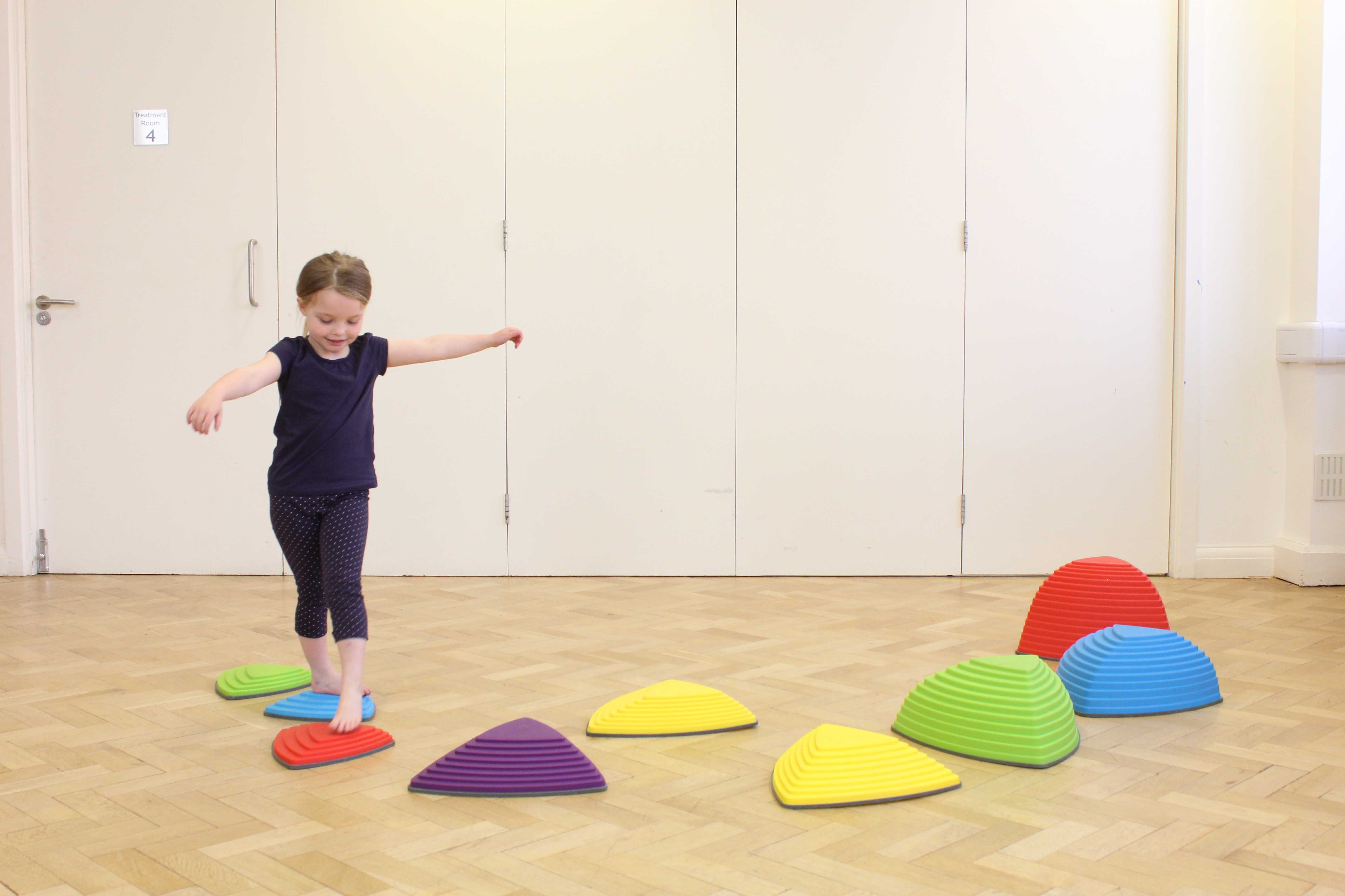 balance and stability exercises supervised by a paediatric physiotherapist