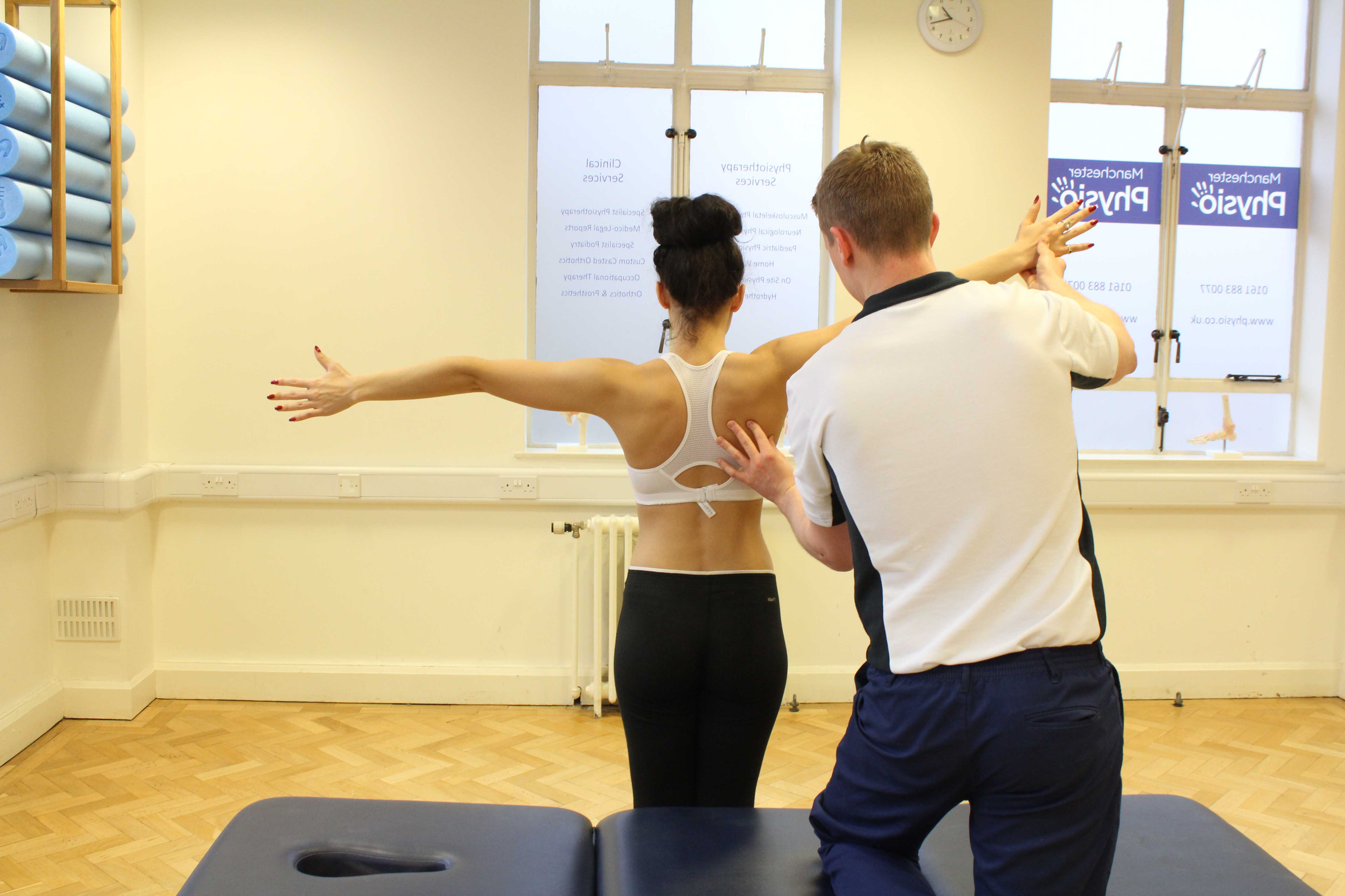 Scapular movement assessment by experienced MSK Physiotherapist