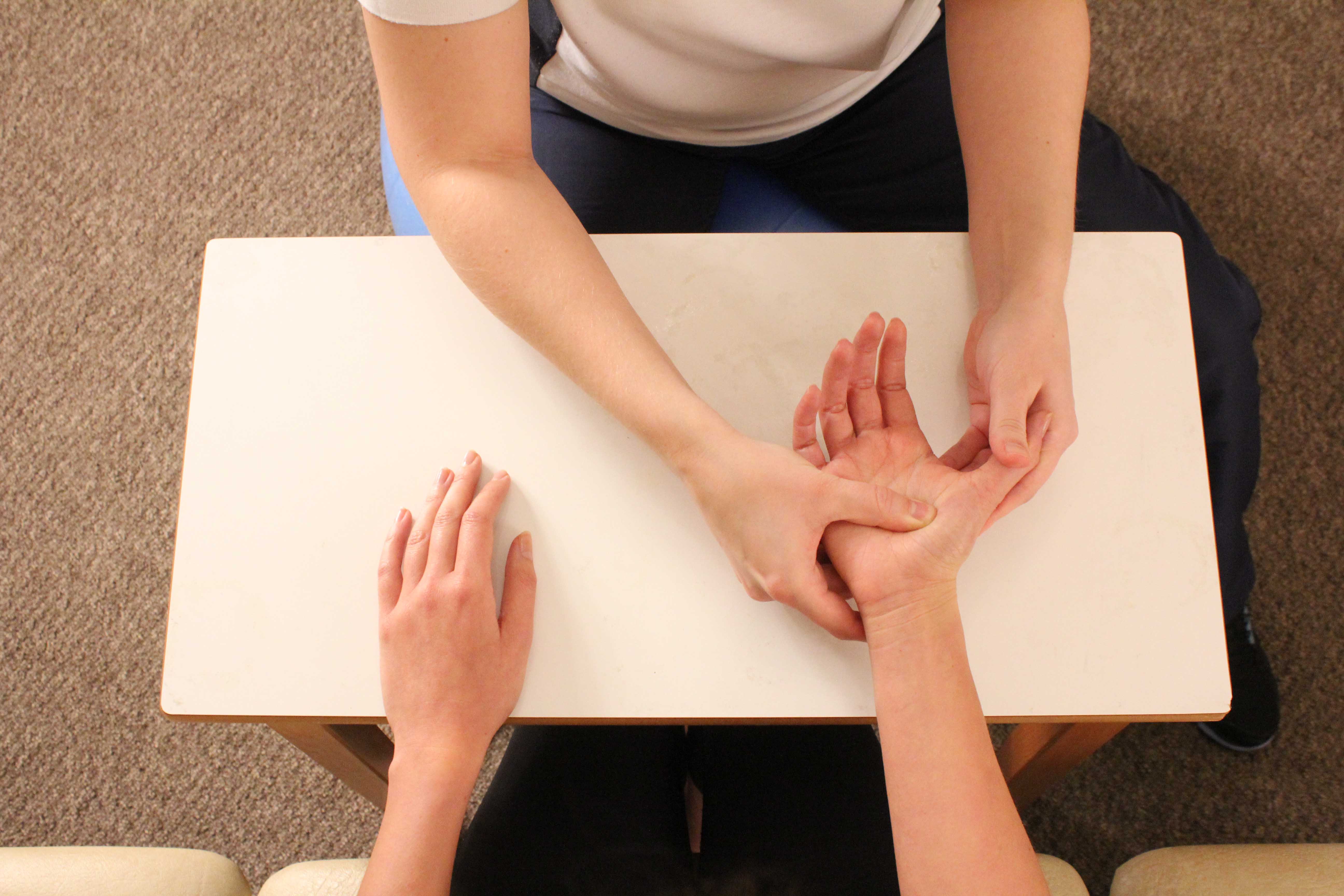Soft tissue massage and mobilisation of the carpal bones and the surrounding connective tissues