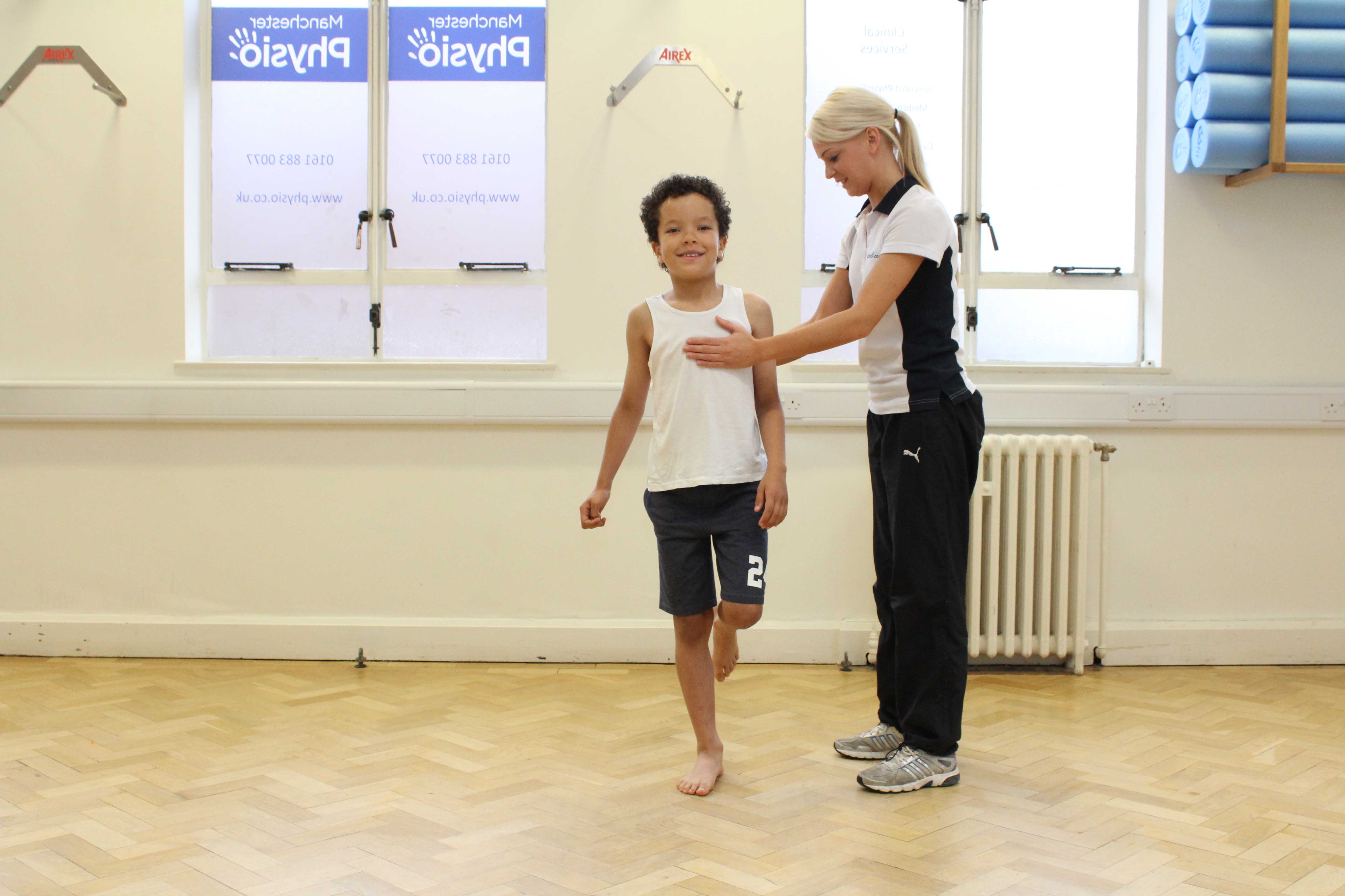 Balance and stability exercises supervised by experienced paediatric physiotherapist