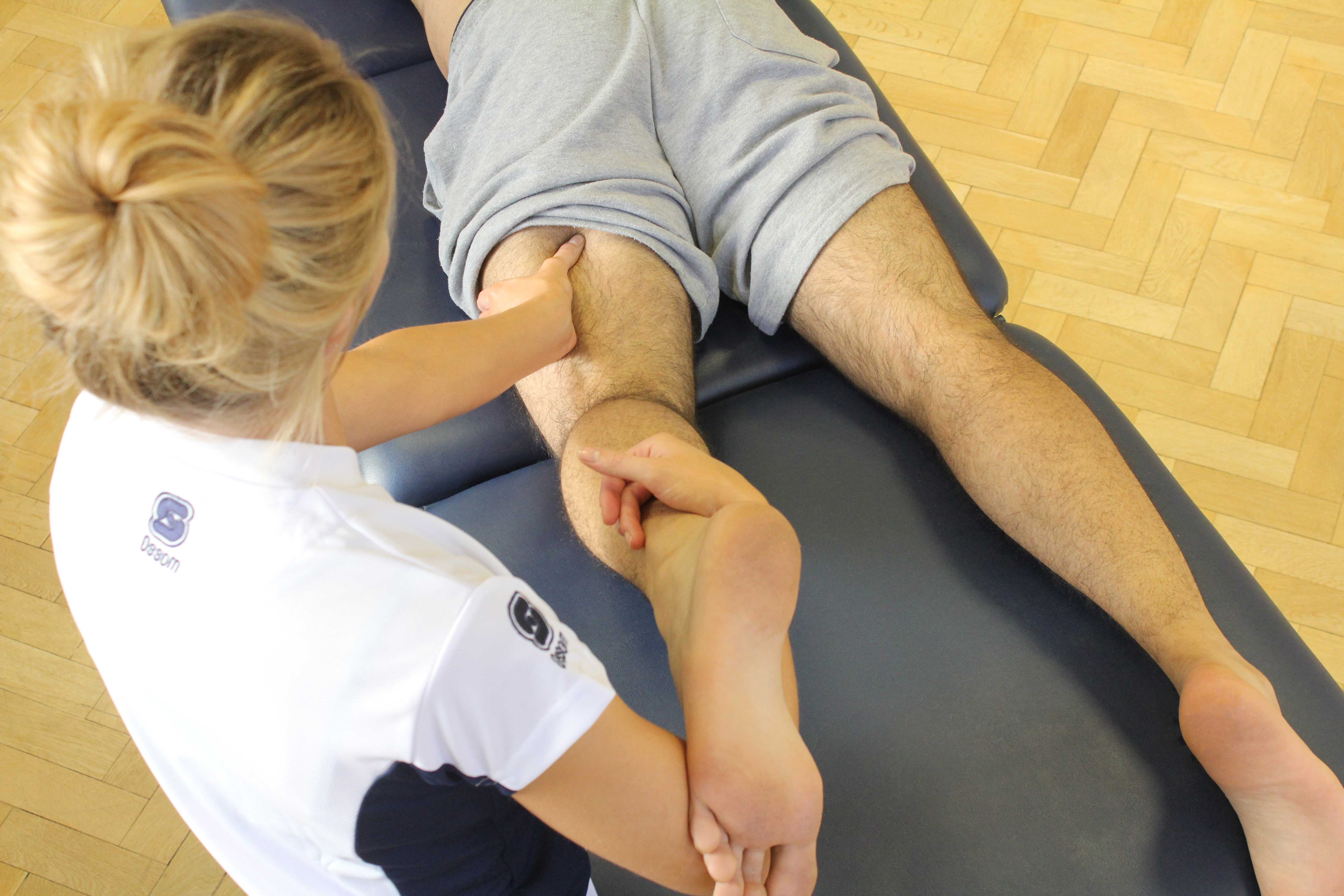 Trigger point massage applied to hamstring muscles