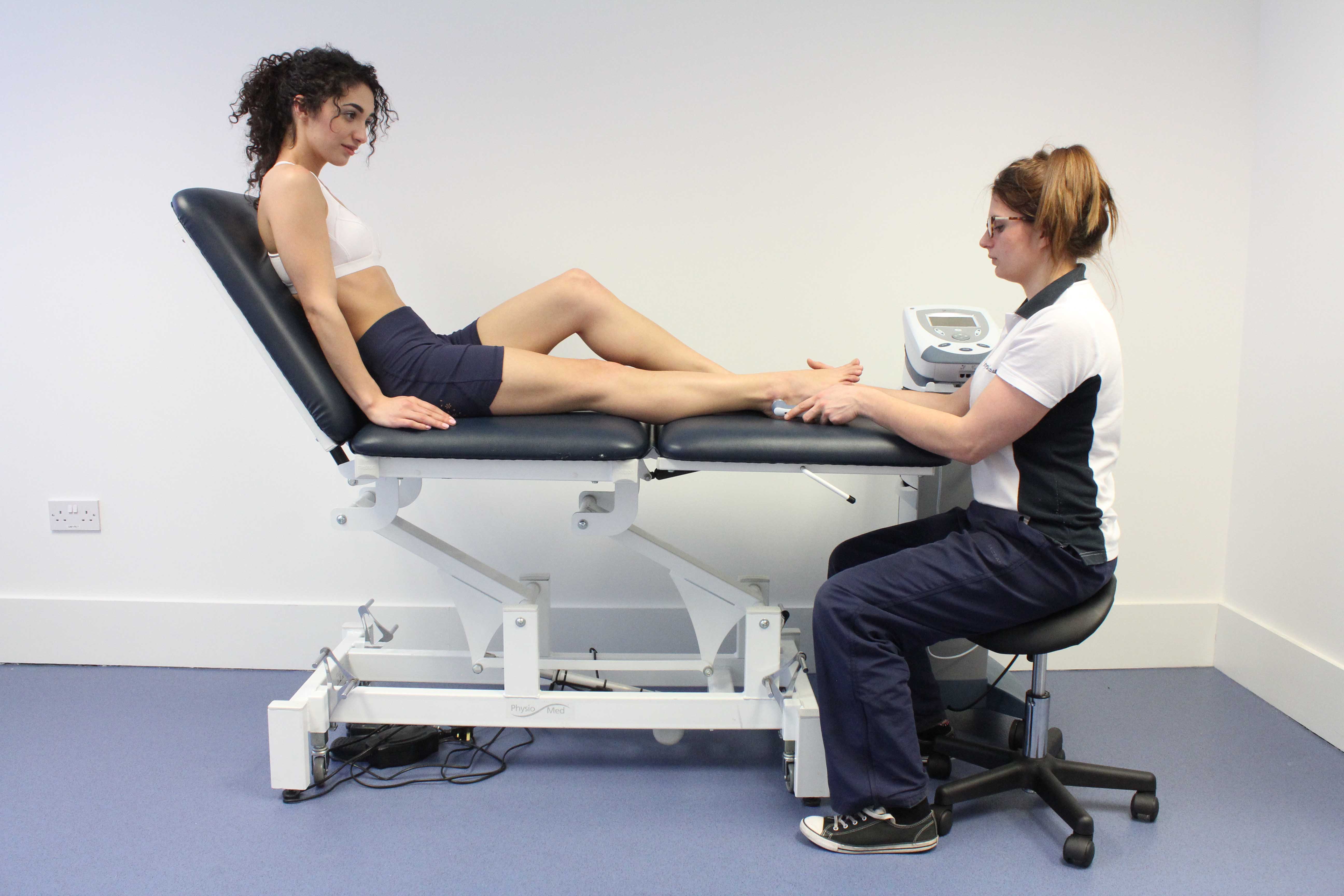 Ultrsound therapy applied to ankle injury by specialist physiotherapist