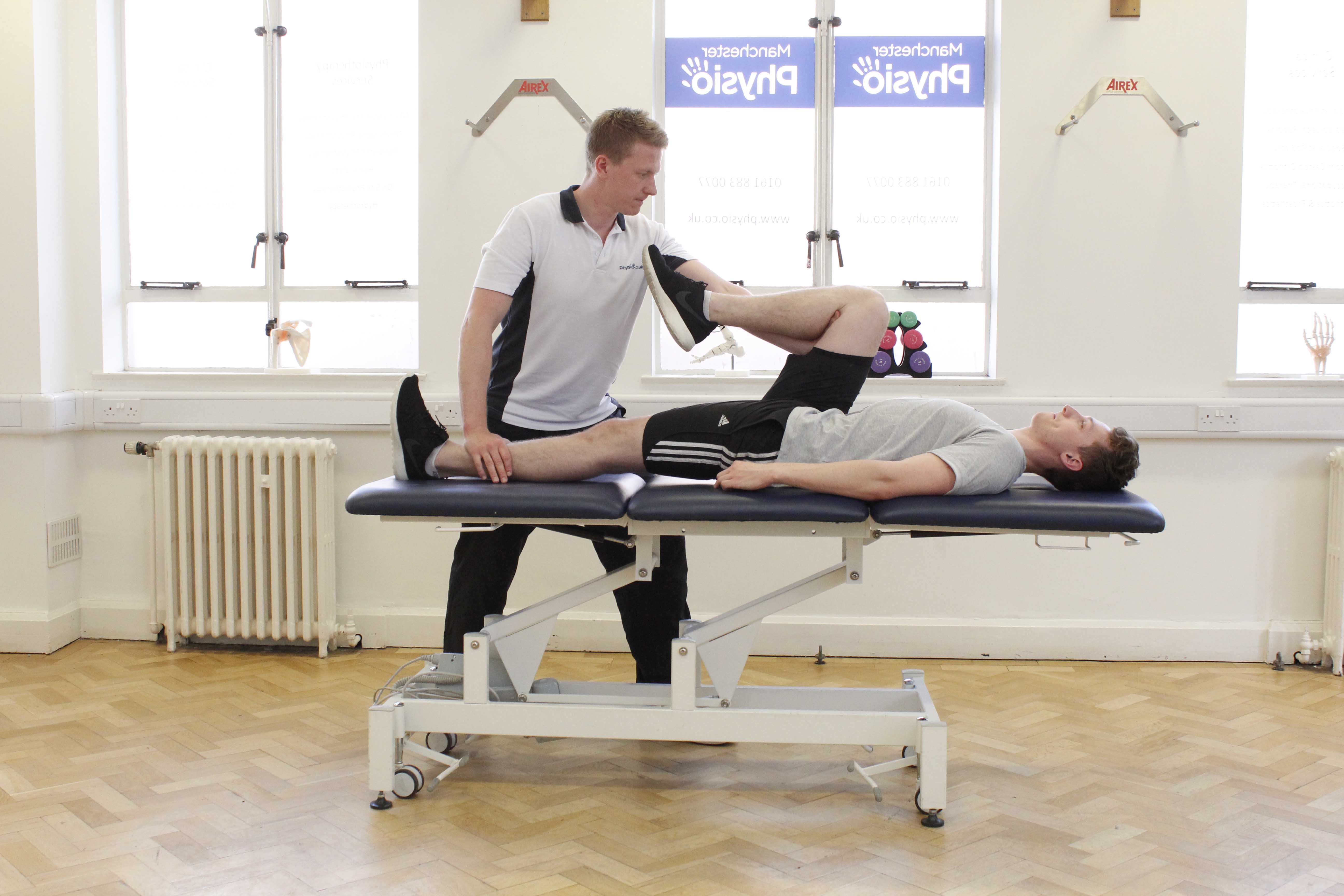 abdominal and pelvic stretch applied by a specialist physiotherapist
