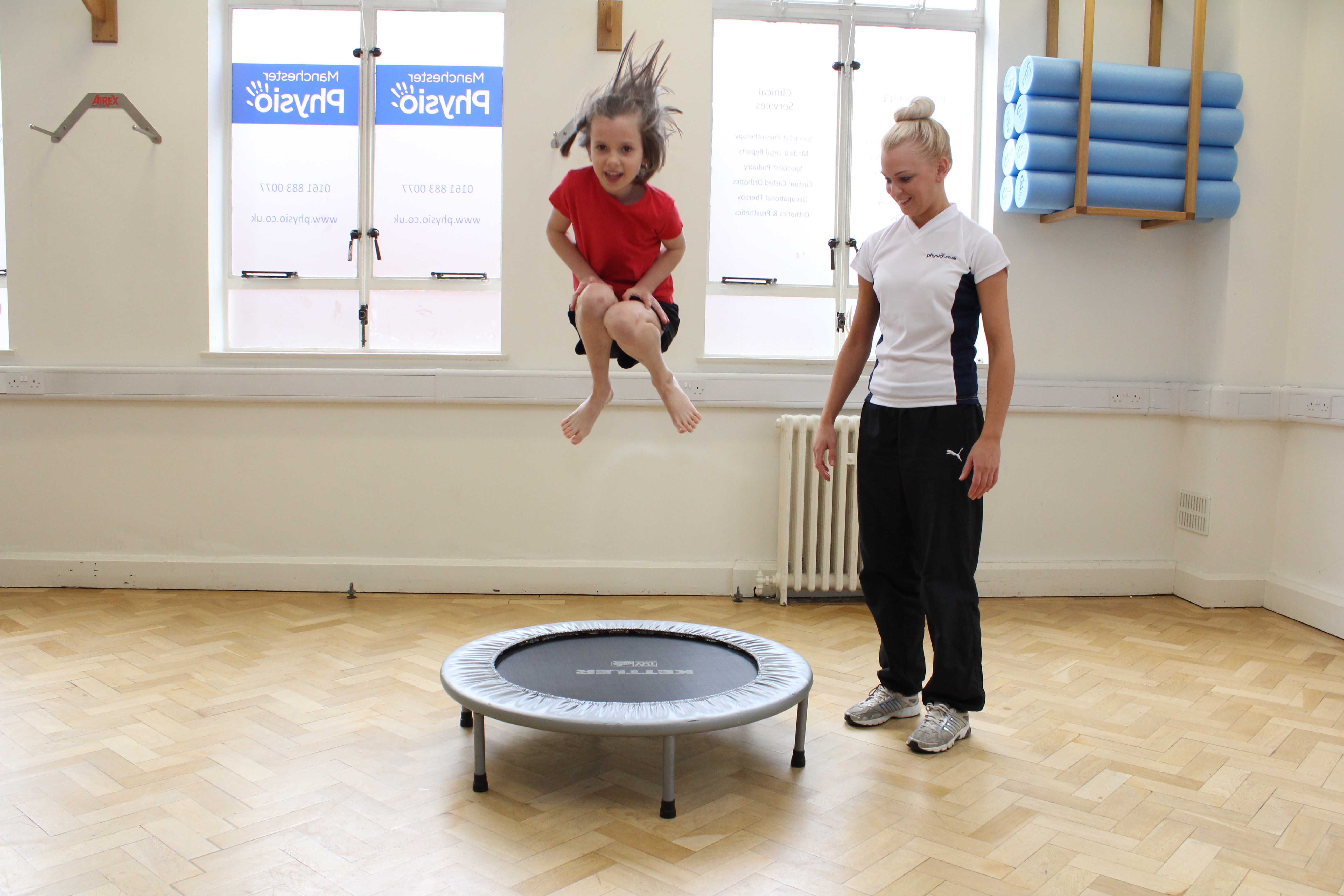 Rebound therapy under close supervision of paediatric physiotherapist