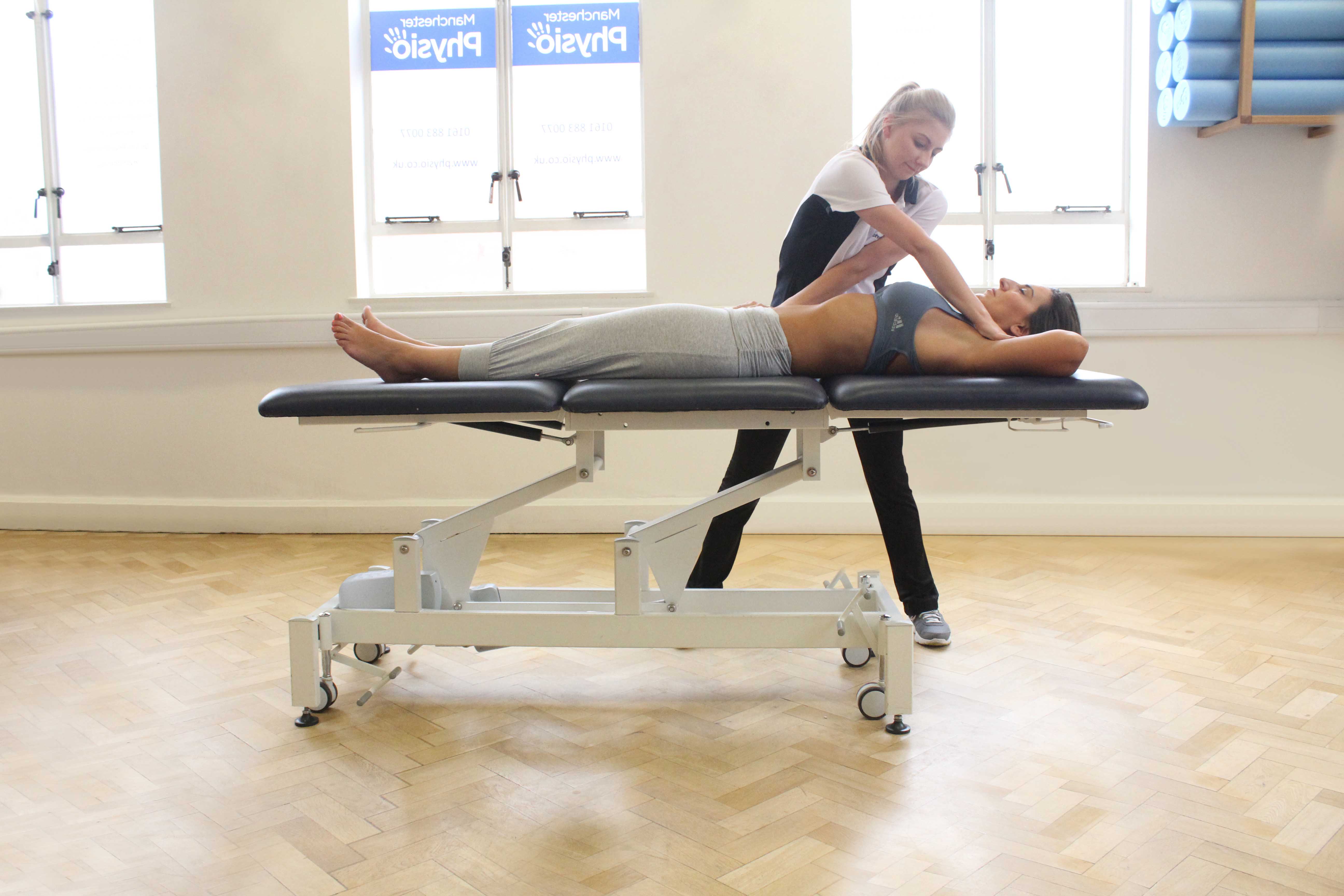 Therapeutic massage focused on biceps femoris and vastus lateralis