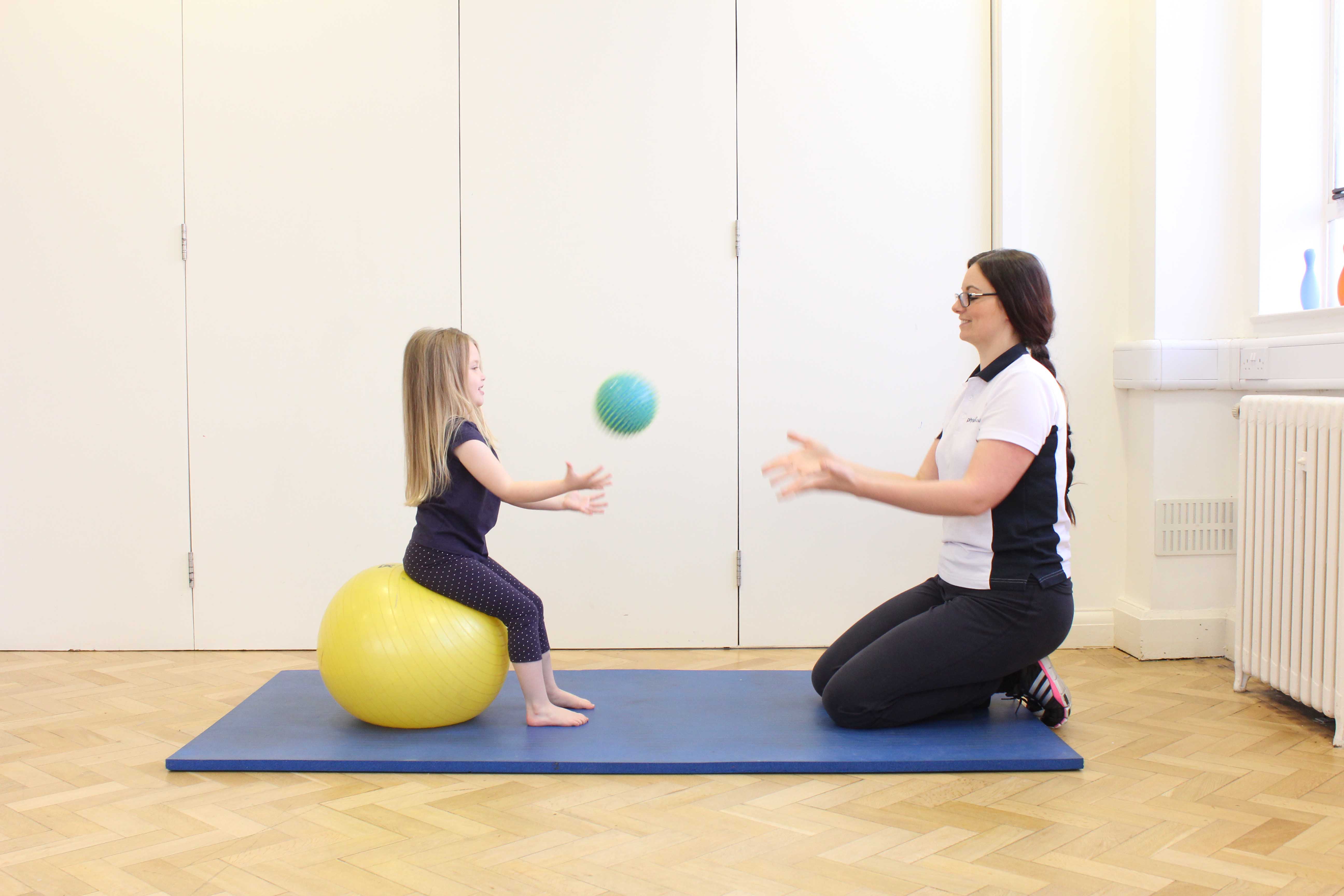 Passive abdominal stretch applied by paediatric physiotherapist