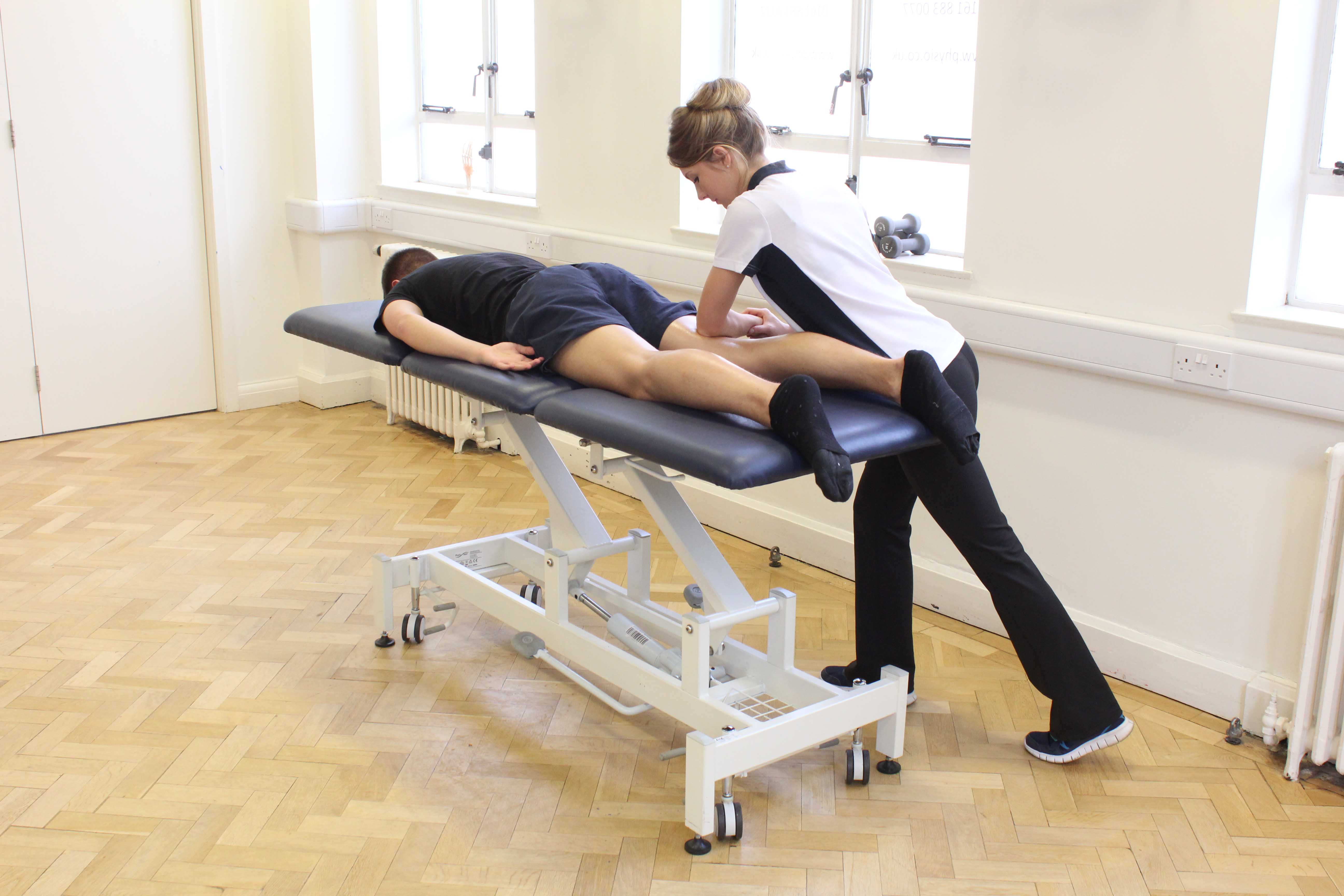 Deep tissue massage of the hamstring muscles by specialist MSK therapist