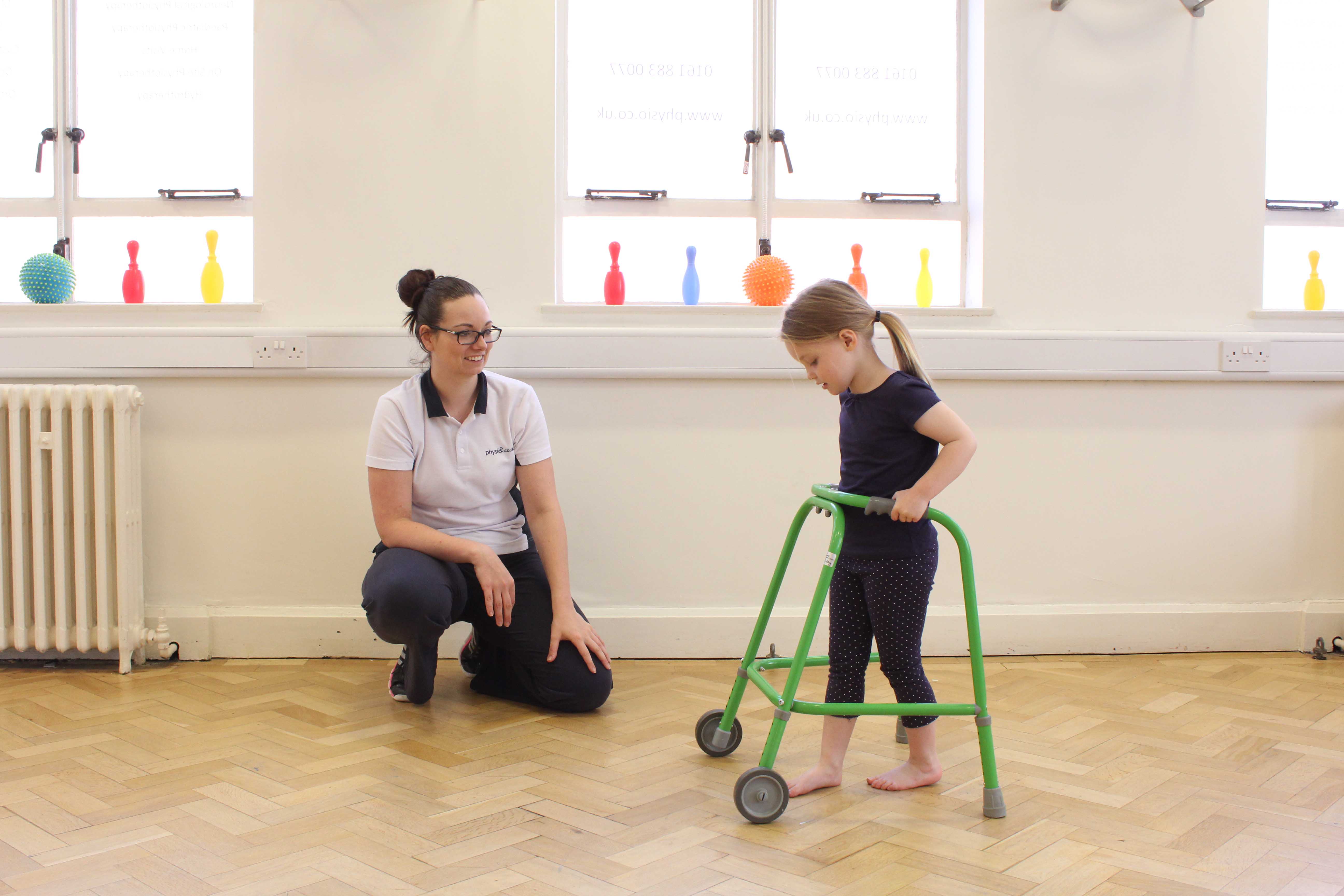 Mobilisation exercises using a wheeled frame under supervision of an experienced physiotherapist