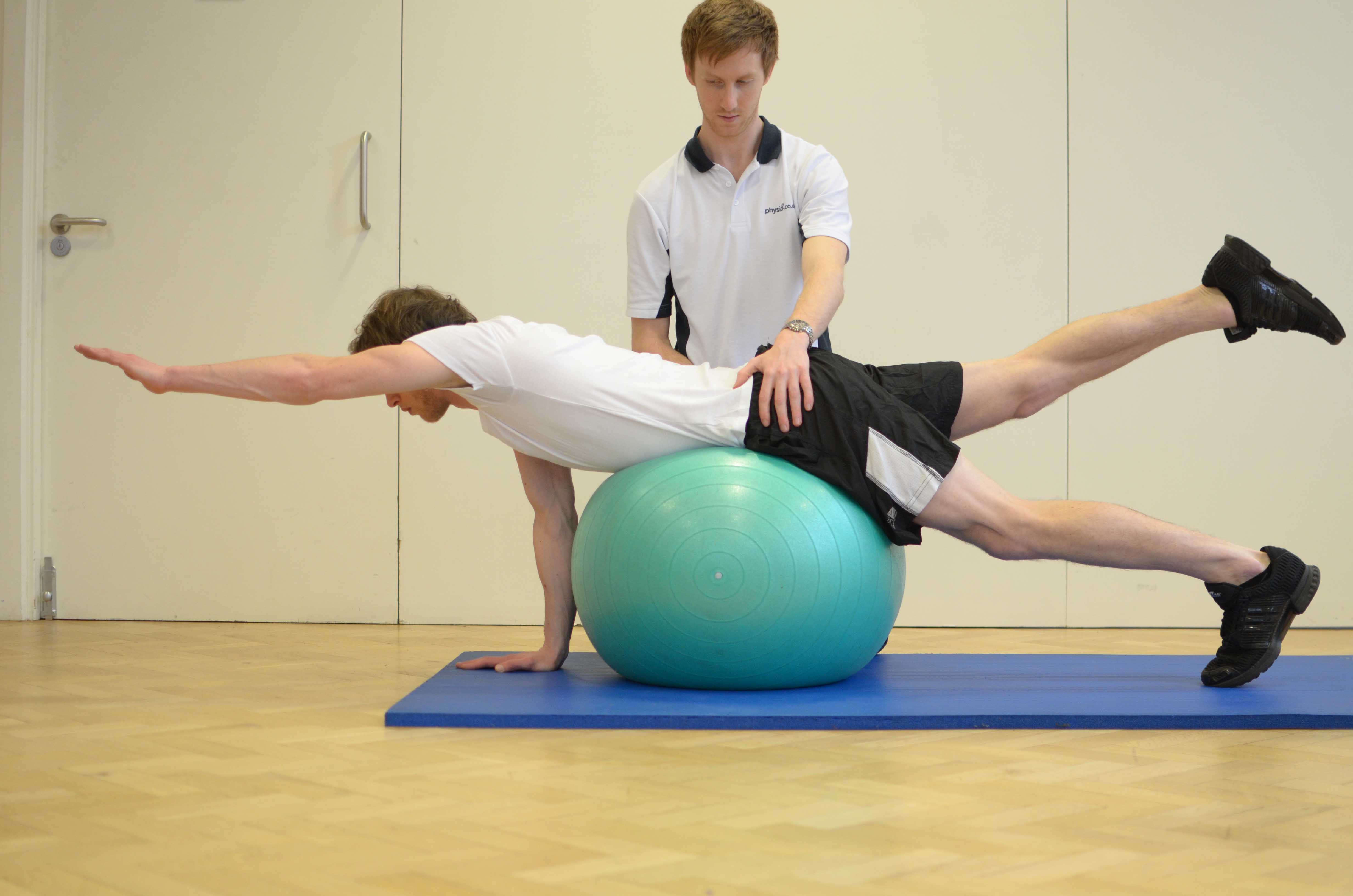 Lower back strengthening exercises supervised by Physiotherapist