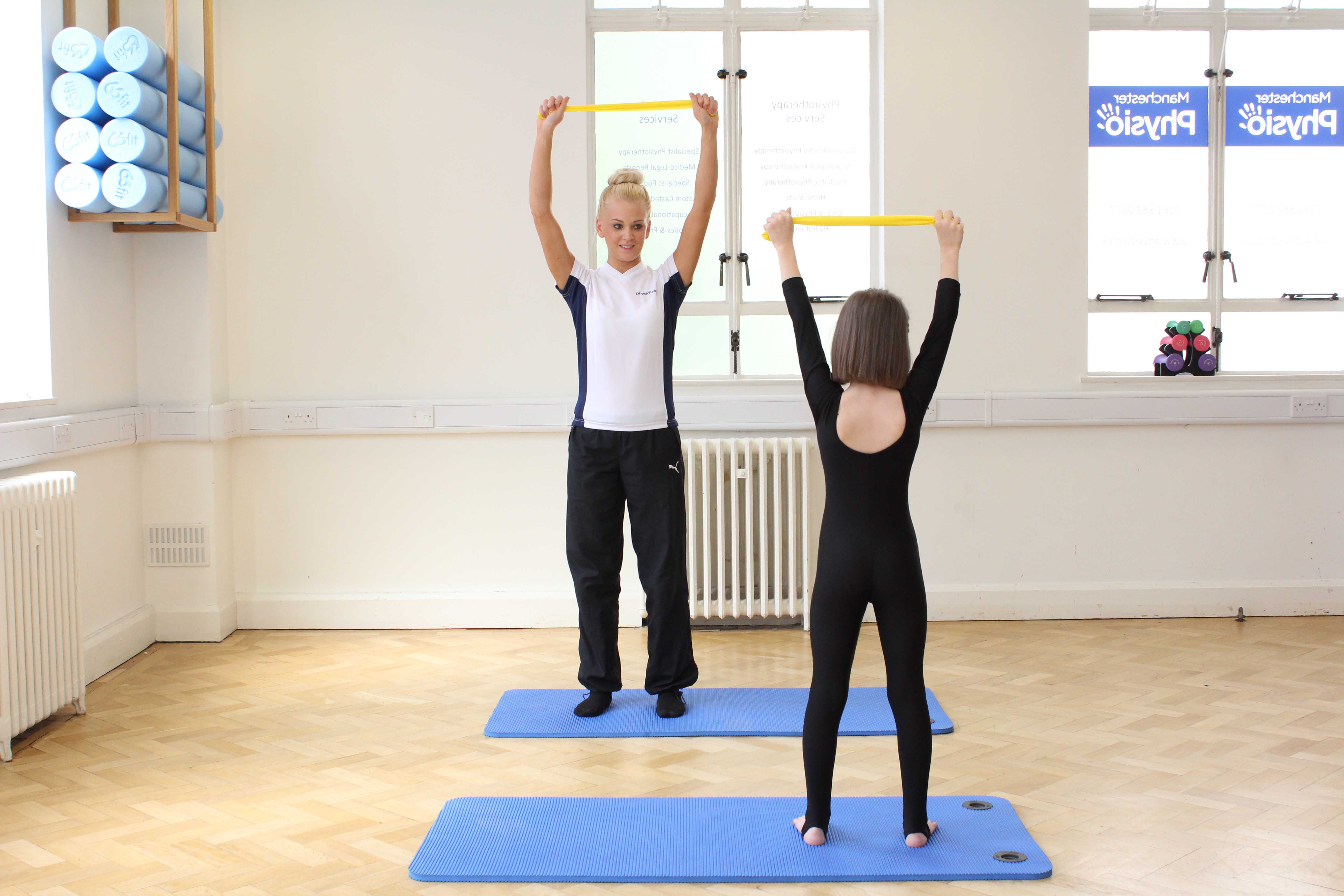 Stretch and strengthening exercises supervised by a specialist paediatric physiotherapist