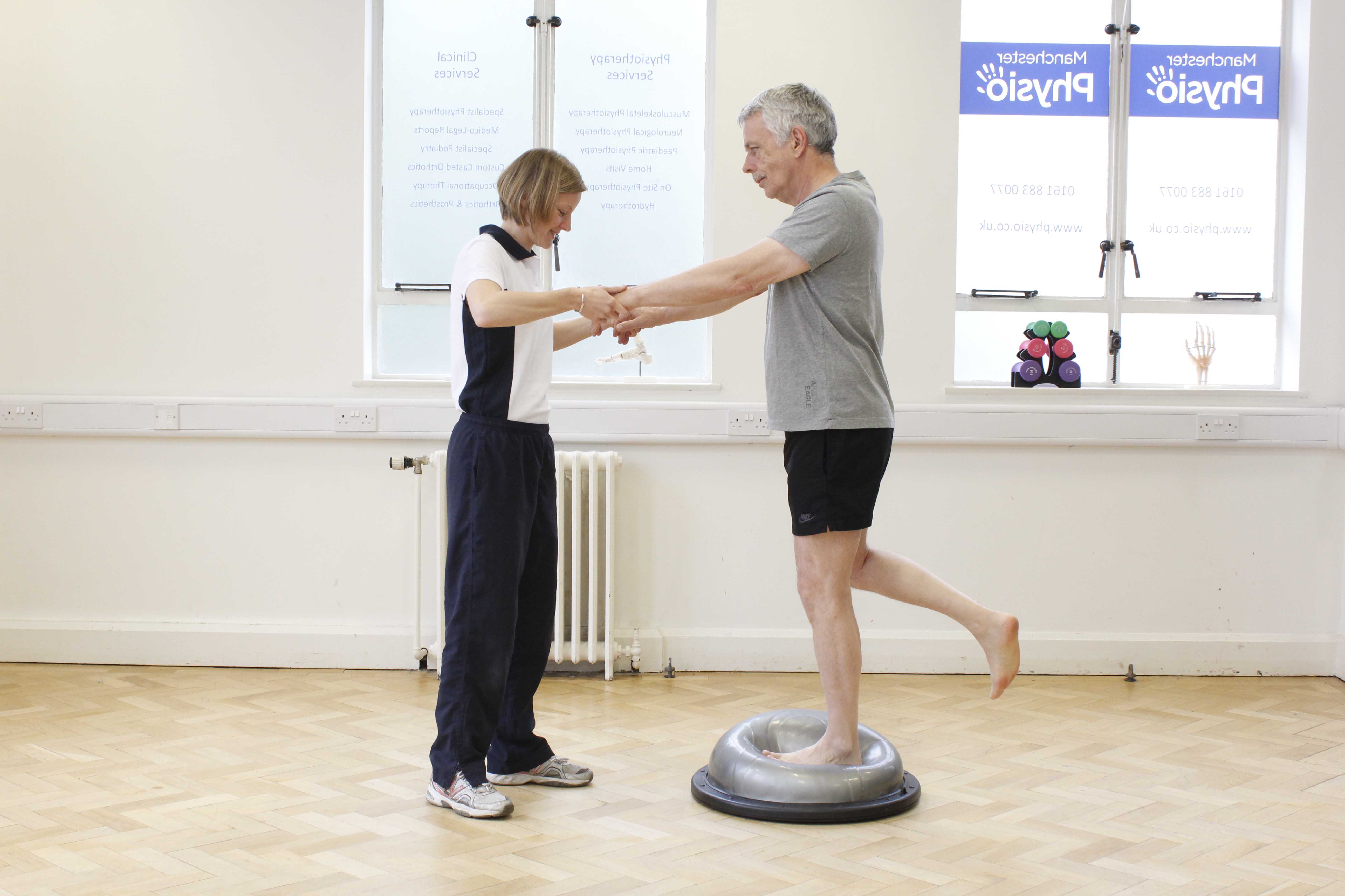 Hip, knee and ankle stability and proprioception exercises assisted by a neurological physiotherapist