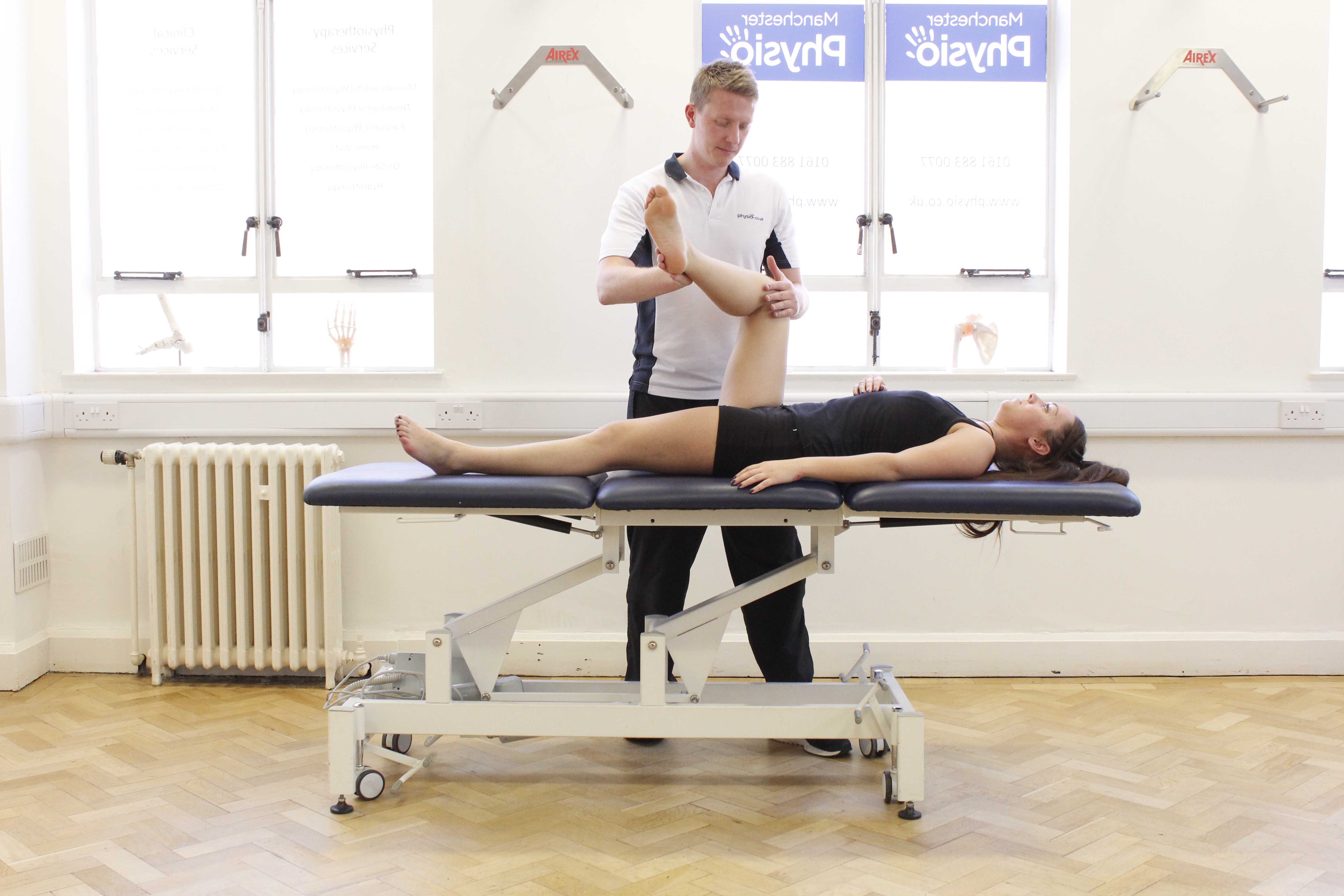 Mobilisations of the knee joint during an assessment by a MSK therapist