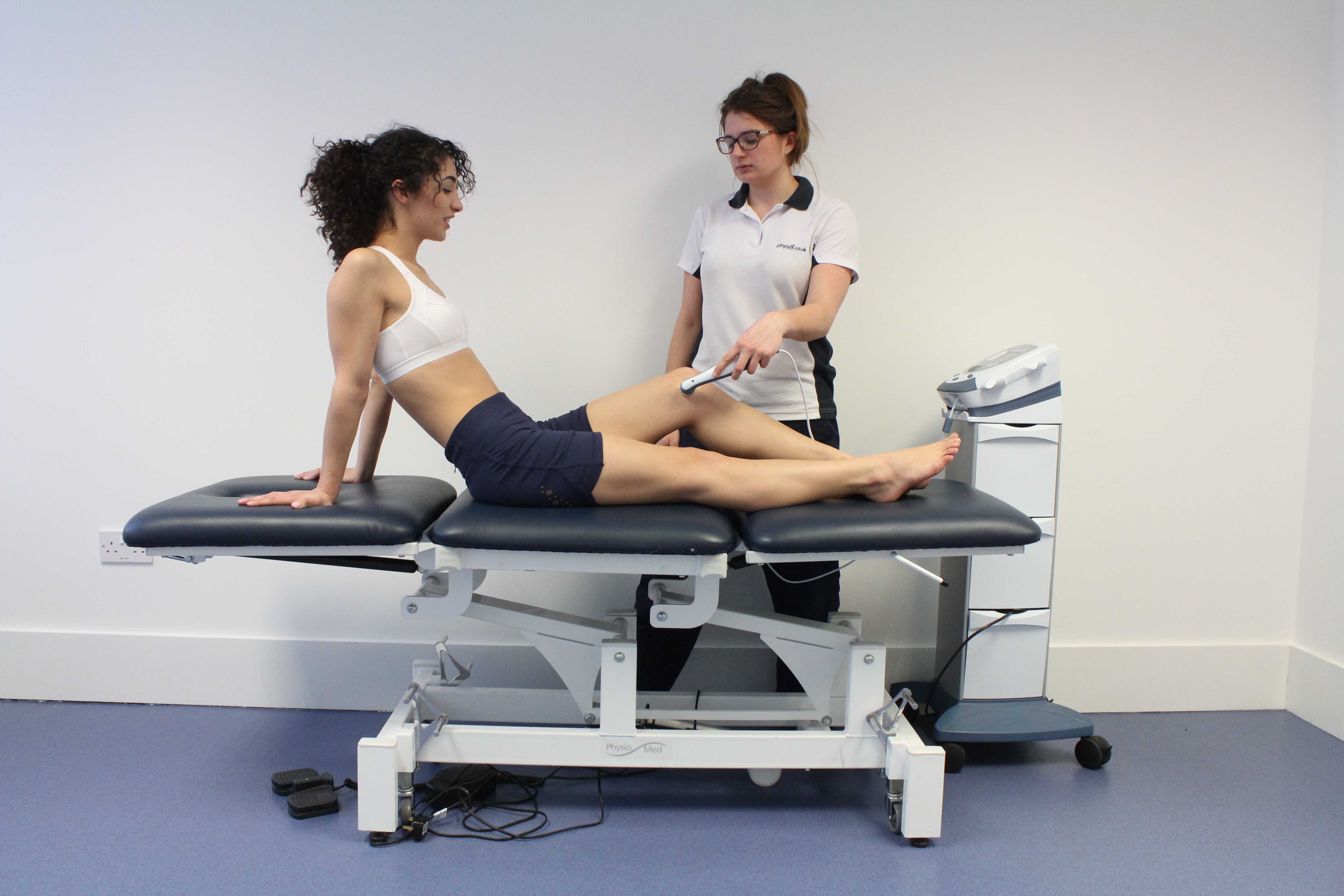 Ultrasound applied to the knee by specialist physiotherapist