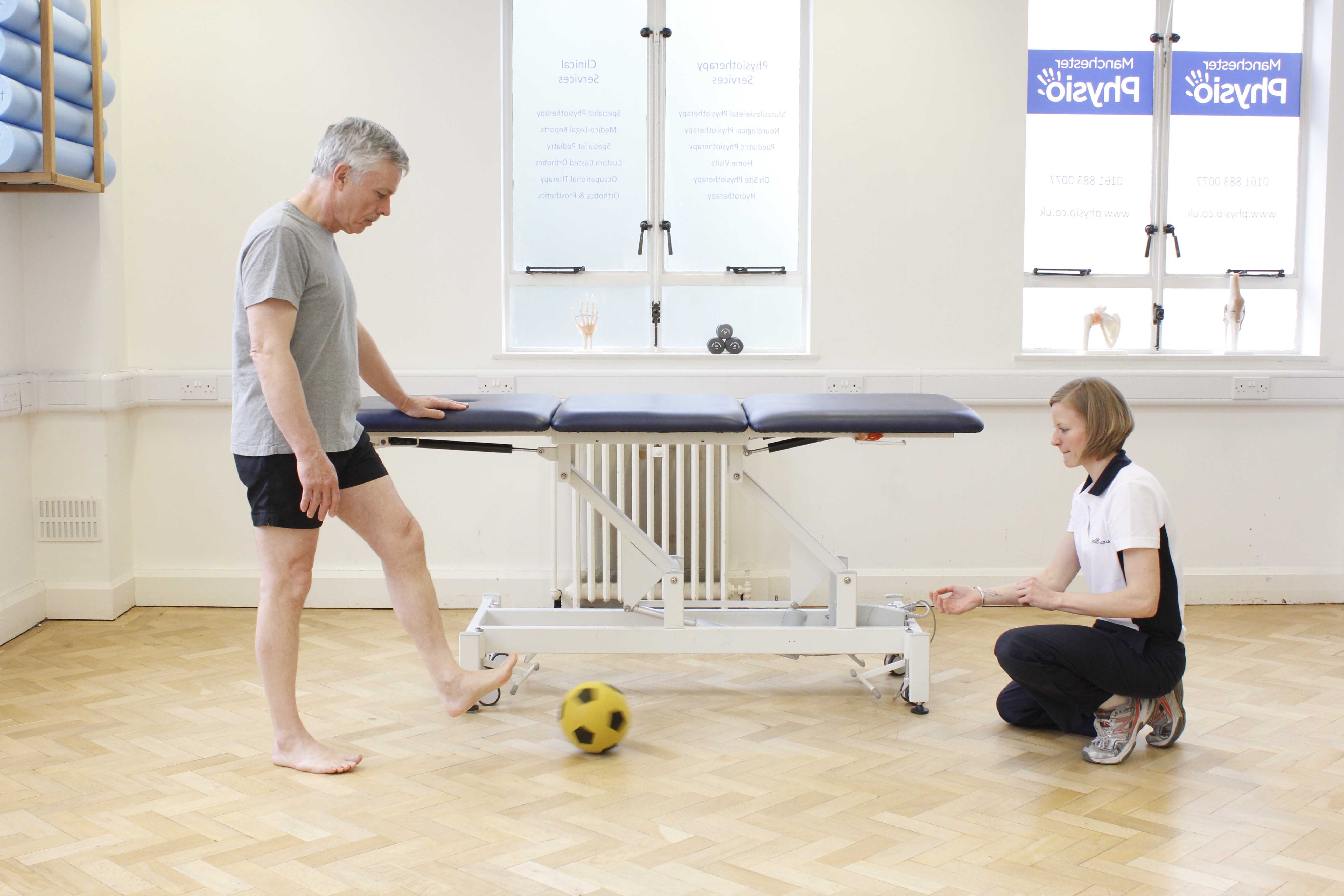 Lower limb co-ordination and muscle tone exercises  supervised by a neurological physiotherapist